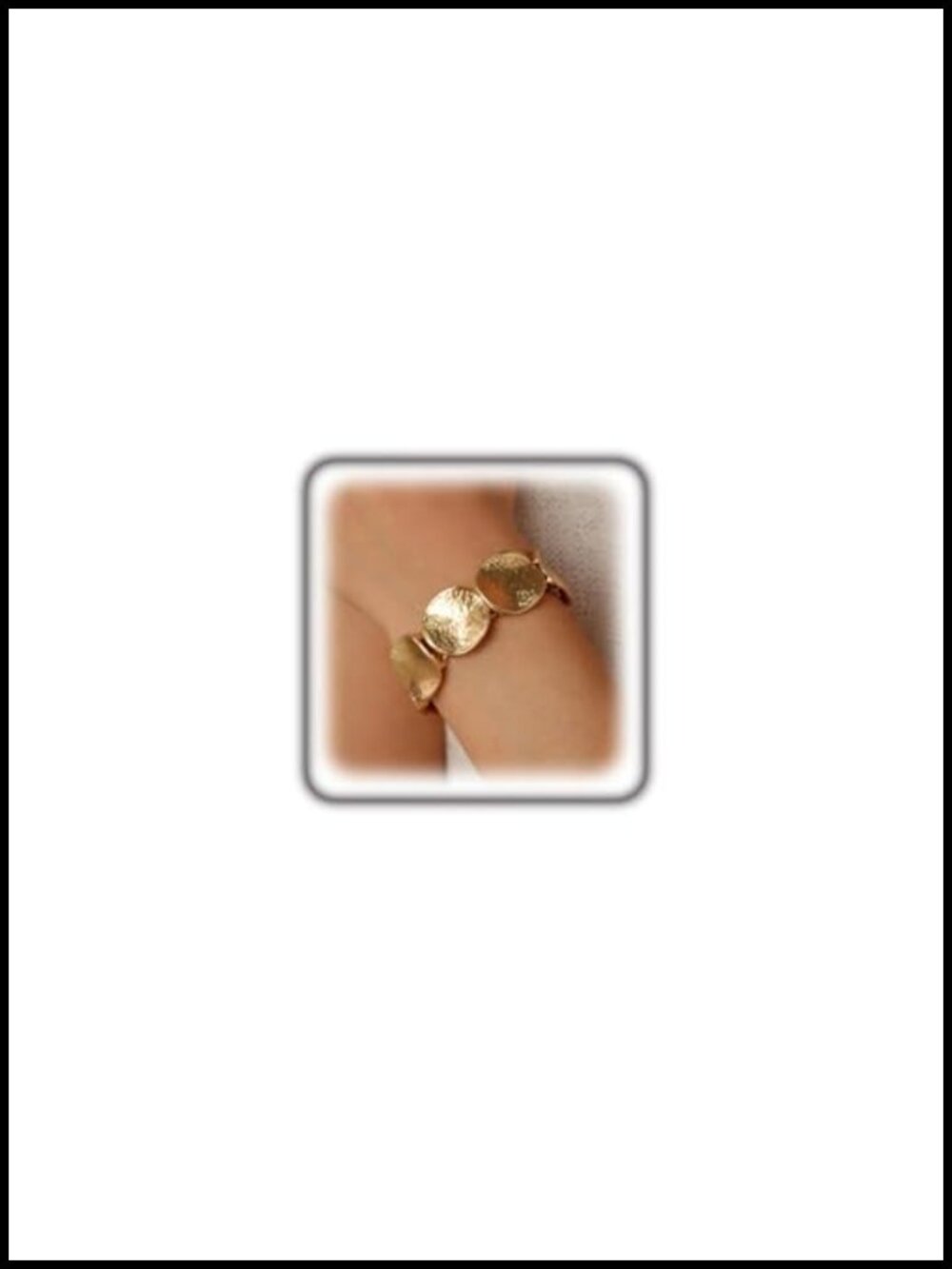 Chunky Gold Disc Stretch Bracelet, Hammered Geometric Wide Statement Jewelry